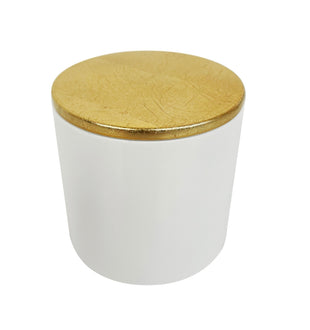 White & Gold Round Lacquer Box - ironyhome
