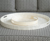 Capiz Shell Round Tray with Handle - ironyhome