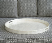 Capiz Shell Round Tray with Handle - ironyhome