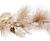 Champagne Pine Needle Garland with Metallic Ball Ornaments - ironyhome