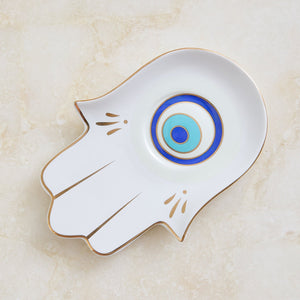 Evil Eye Mug with Hamsa Saucer - White - ironyhome