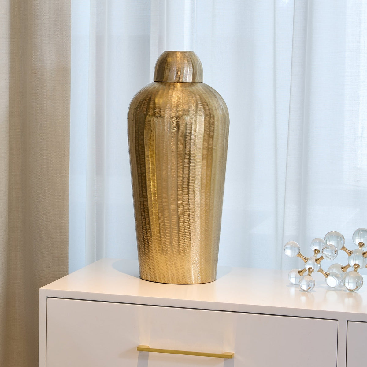 Leo Chiseled Gold Ginger Jar Luxury Statement Piece for Home Decor by