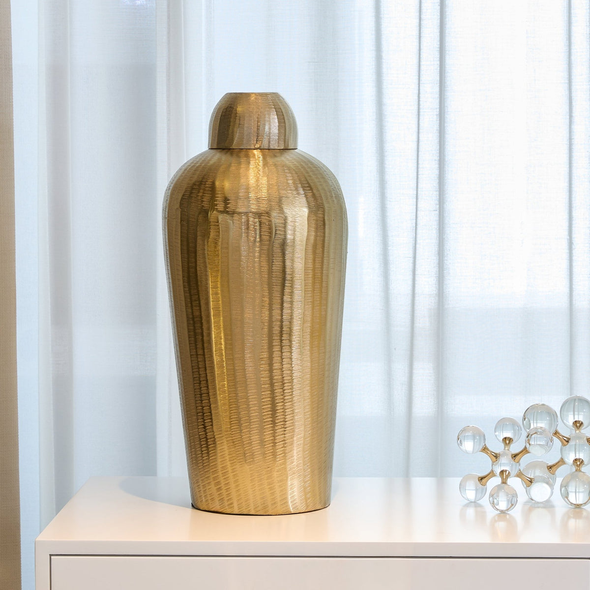 Leo Chiseled Gold Ginger Jar Luxury Statement Piece for Home Decor by