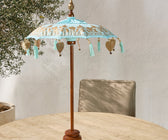 Lumiere Blue Balinese Large Table Parasol - ironyhome