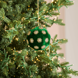 10cm Sunflower Velvet Bauble with Rhinestone Studs - Irony Home