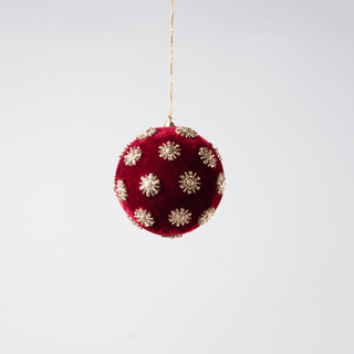 10cm Sunflower Velvet Bauble with Rhinestone Studs - Irony Home