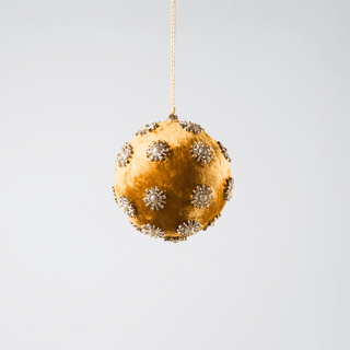 10cm Sunflower Velvet Bauble with Rhinestone Studs - Irony Home