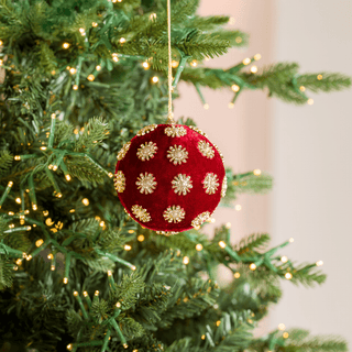 10cm Sunflower Velvet Bauble with Rhinestone Studs - Irony Home