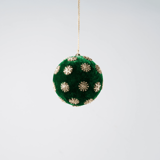 10cm Sunflower Velvet Bauble with Rhinestone Studs - Irony Home