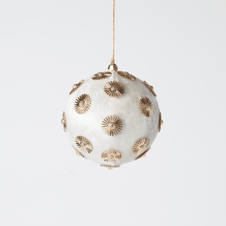 10cm Sunflower Velvet Bauble with Rhinestone Studs - Irony Home