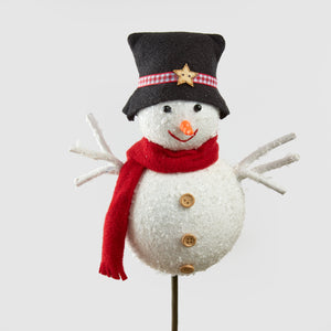 Red Scarf Snowman Tree Pick in White