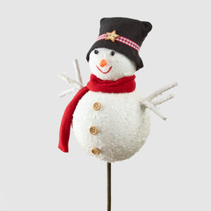 Red Scarf Snowman Tree Pick in White