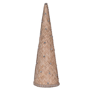 Rafia Cone Festive Table Top with Studs Beige