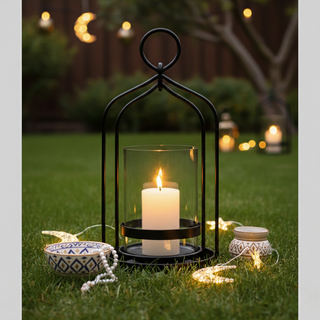 Heritage Loop Hurricane Candle Holder Black