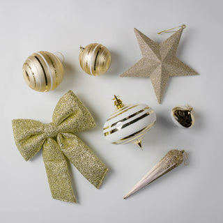 11" Champagne & White Drop Ornament With Glitter & Sequins Champagne