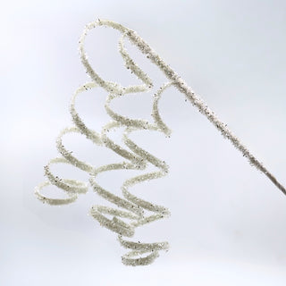 Festive Glitter Tinsel Twirl Pick White
