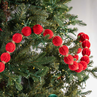 Red Velvet and Crystal Lace Ball Tree Garland