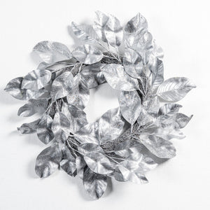 26" Silver Magnolia Leaf Wreath