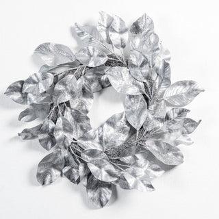 26" Silver Magnolia Leaf Wreath - ironyhome
