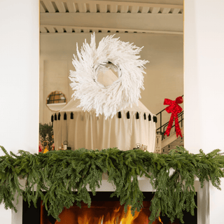 28-inch Pine White Wreath - Irony Home