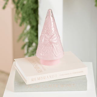 29cm LED Glass Cone Tree with Bow Inlaid - Irony Home