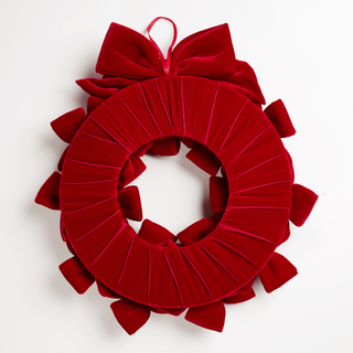 45cm Velvet Bow Wreath - Burgundy - Irony Home