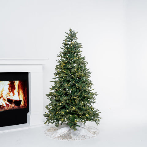 7.5FT Pre - Lit Fraser Fir Tree with LED lights & Wheels - ironyhome