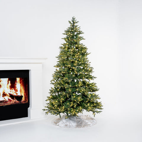 8.5FT Pre - Lit Fraser Medium Fir Tree with LED lights & Wheels - ironyhome