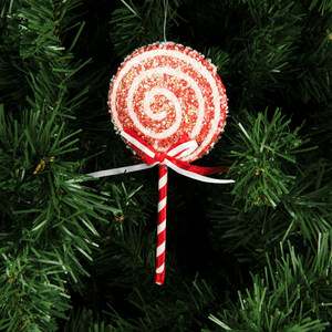 Irony Home's  Lollipop Ornament- Red White