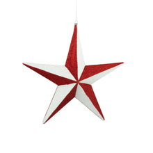 Star with White Glitter Ornament Medium - Set of 6
