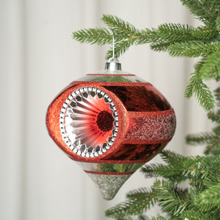 Red & Silver Concave Onion Ornament 