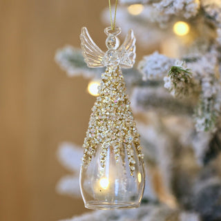 Angel Blown - Glass Ornament with Diamond Ice Beads - ironyhome