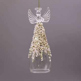 Angel Blown - Glass Ornament with Diamond Ice Beads - ironyhome