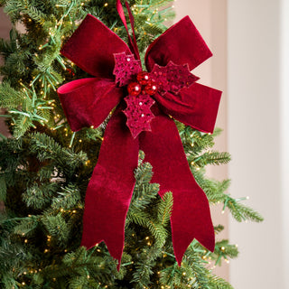 Antique Burgundy Bow with Mistletoe - Irony Home