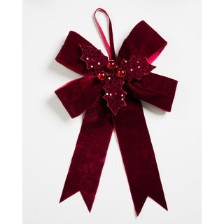 Antique Burgundy Bow with Mistletoe - Irony Home