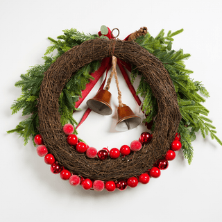 Apple and Ball Greenery Wreath with Bow - Irony Home
