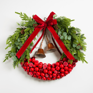 Apple and Ball Greenery Wreath with Bow - Irony Home