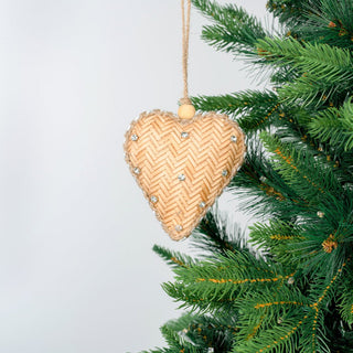 Artisan Rafia Heart with Sparkling Crystals - ironyhome
