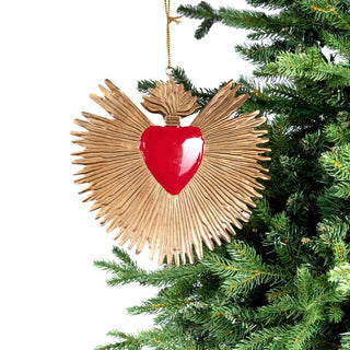 Artisan Red & Gold Sunburst Milagro Hanging Ornament - ironyhome