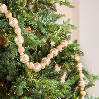 Ball and Wooden Bead Raffia Garland - Irony Home