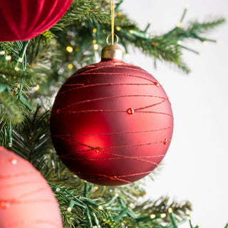 Ball Ornament with Glitter Detail - ironyhome