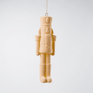 Beige Flocked Nutcracker Ornament 12-Inch - Irony Home