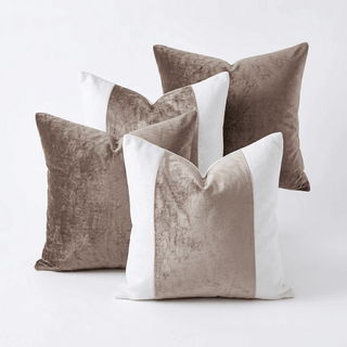Beige Velvet & Velinen Taupe Collection Set — 4 Pieces - ironyhome