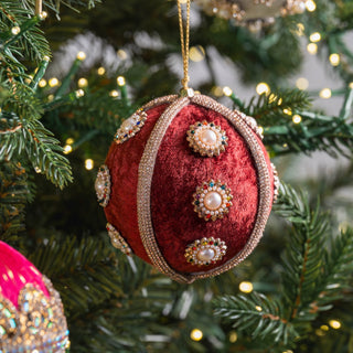 Bejewelled Burgundy Ball Ornament - ironyhome