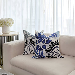 Blue Modern Paisley Square Cushion