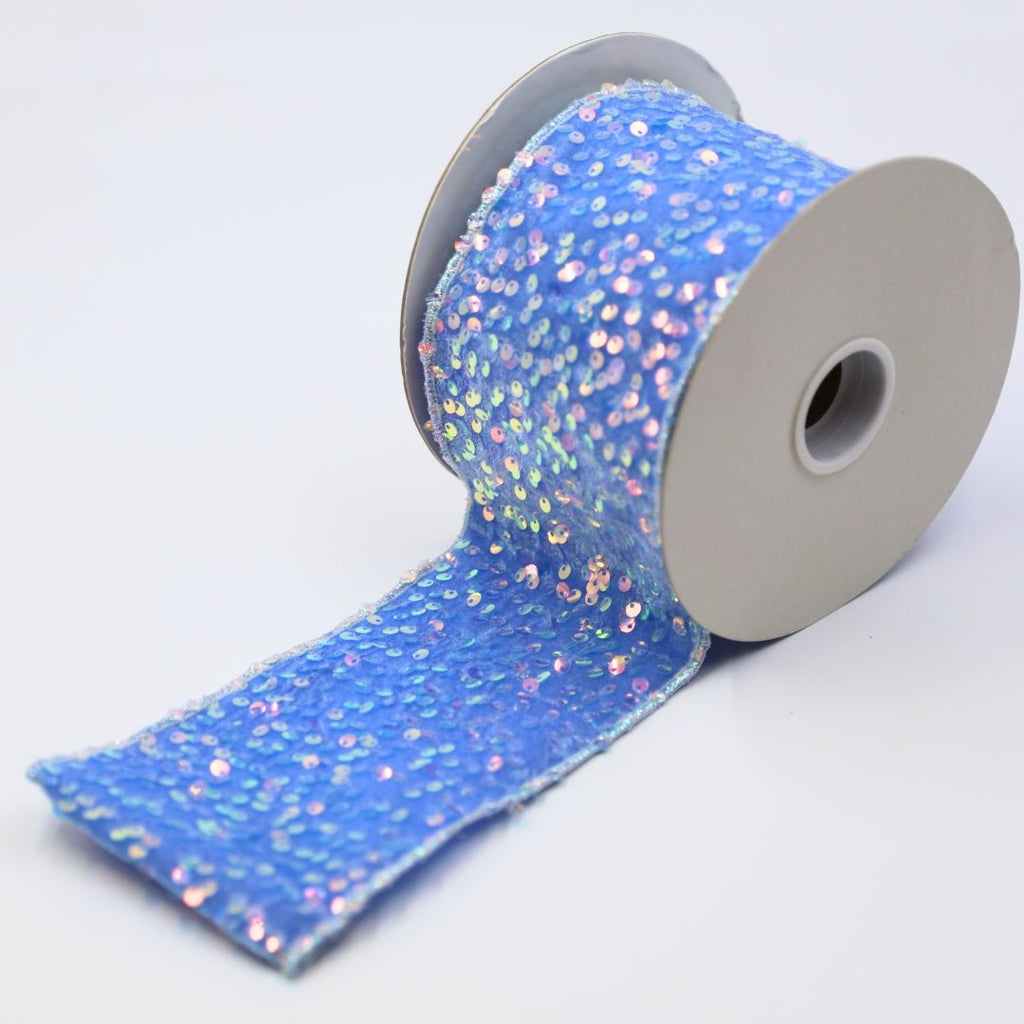 Blue Velvet Ribbon with Iridescent Sequins – Irony Home