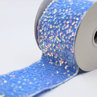 Blue Velvet Ribbon with Iridescent Sequins - ironyhome