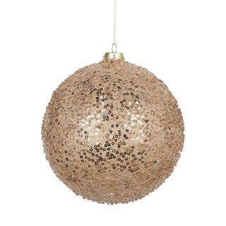 Bright Luxe Holiday Champagne Sequin Ball Ornament - ironyhome