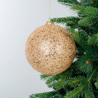 Bright Luxe Holiday Champagne Sequin Ball Ornament - ironyhome