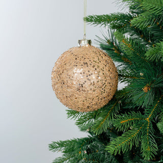 Bright Luxe Holiday Champagne Sequin Ball Ornament - ironyhome